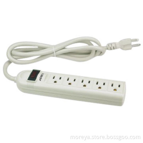 Power strip of American standard, 5 socket outlets, PC+ABS plastic, extension cordNew